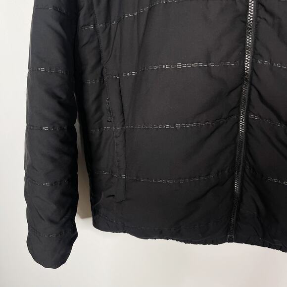 The North Face Mens Large L Black Tonal Striped Puffer Jacket Full Zip Pockets - Picture 5 of 10